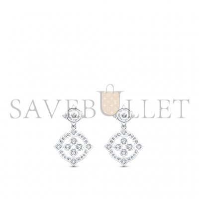 LOUIS VUITTON DENTELLE WHITE GOLD DIAMOND EARRINGS Q96760